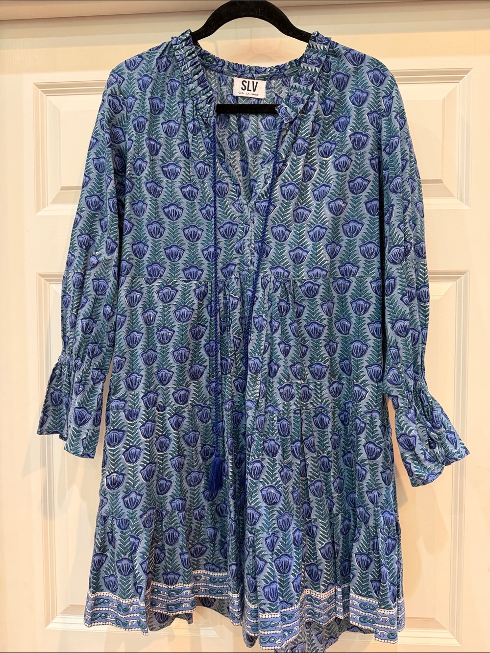 SLV Blue Floral Print Mini Dress